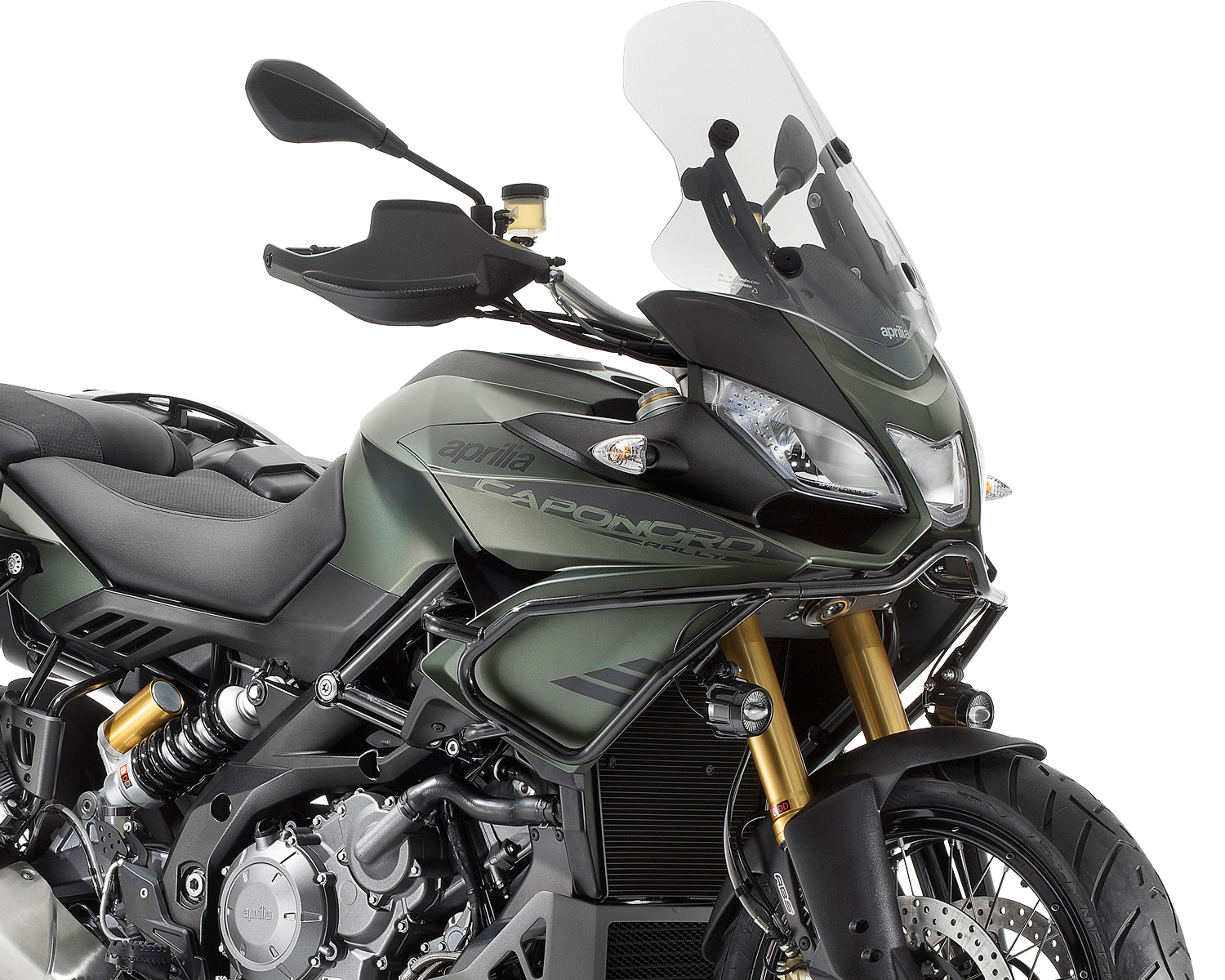 APRILIA CAPONORD 1200 RALLY Moto modelo Caponord 1200 Rally color verde, marca Aprilia.